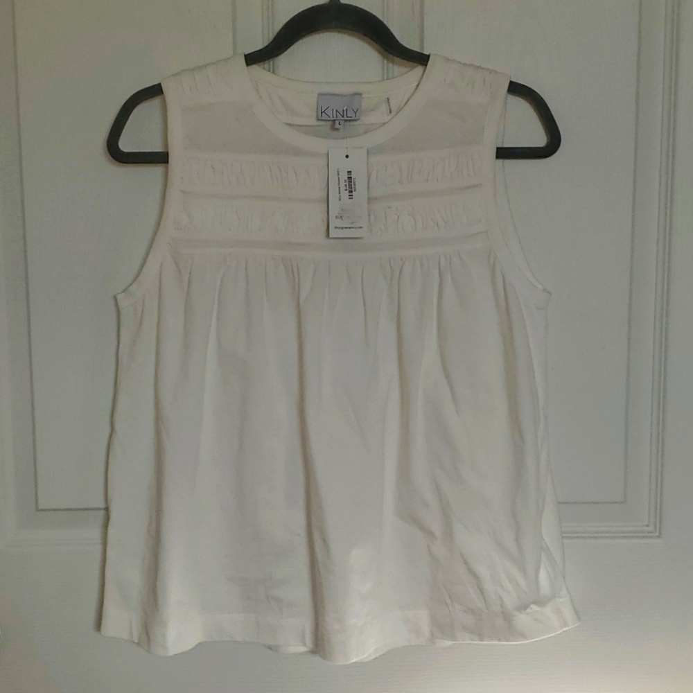 NWT KINLY 100% Cotton Shirred Flounce Tank Size Large ⭐️⭐️⭐️